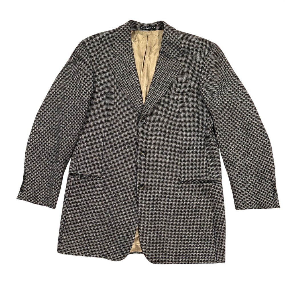 Vintage Hugo Boss Einstein Lambswool Blazer Mens 44L‎ Houndstooth Sport Coat USA